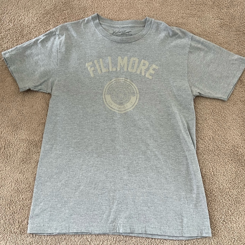 THE BROOKLYN CIRCUS SF Fillmore t-shirt in grey with distressed style logo, L